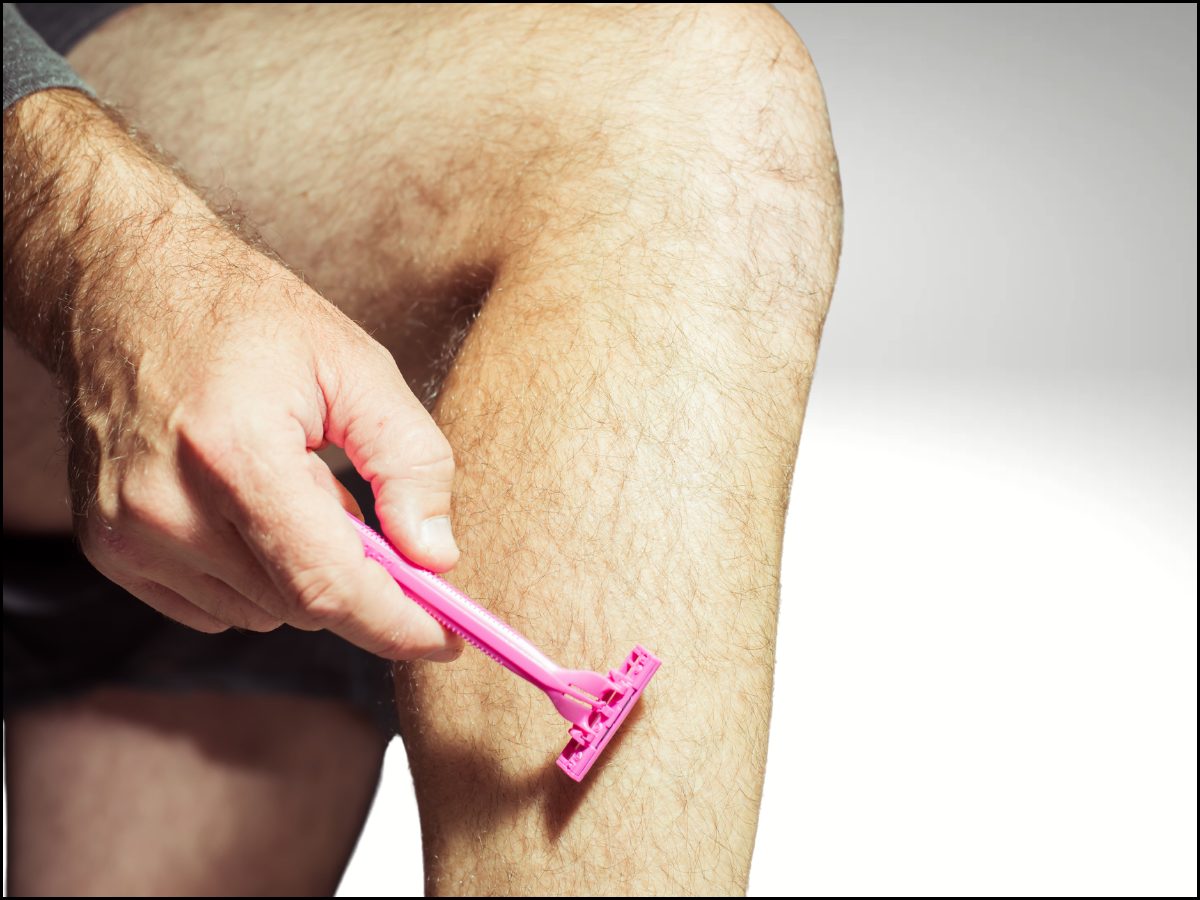 men shaving legs